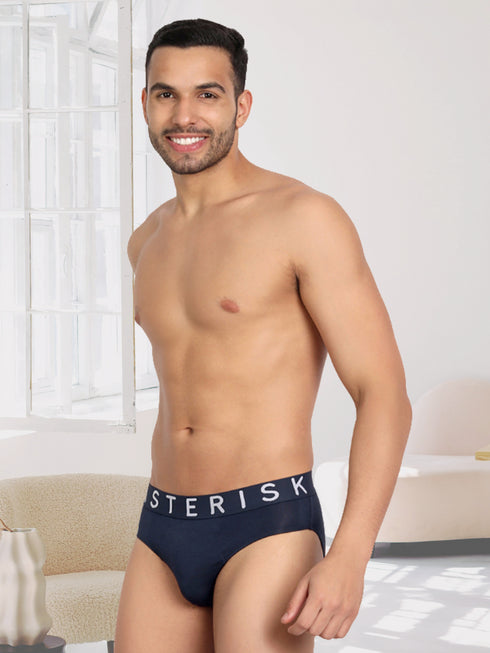 Men's Micromodal Solid Brief - Ultra Soft, Antimicrobial, No Marks Waistband - Peacoat Blue